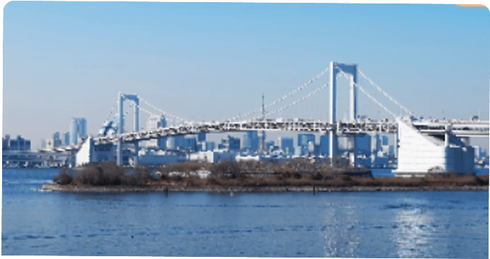 レインボーブリッジが見える東京湾の景色