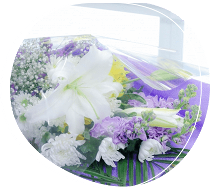 紫ベースの花束